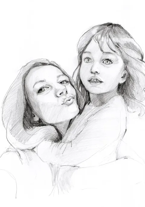 Handgezeichnetes Bleistiftportrait nach dem persönlichen Referenzfoto.